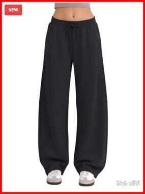 Barrel Wide Leg Fleece Sweatpants Baggy Lounge Pants Drawstring